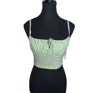 Green Floral Crop Top
